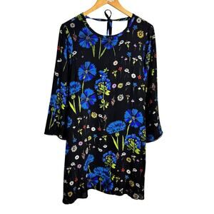 Anthropologie Maeve Lucinda Tunic Dress Women M Black Floral Silk Garden NWT